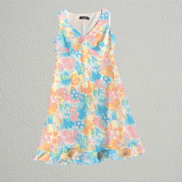 Tribal Dresses & Skirts - Multicolor floral babydoll ruffle hem dress boho chic coquette cottagecore